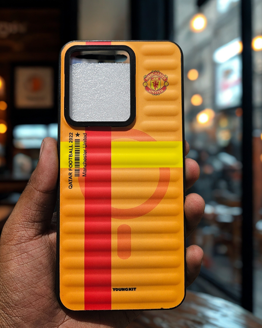 SAMSUNG A15 - FOOTBALL TEAM PATTERN-MANCHESTER UNITED- ORANGE COLOR